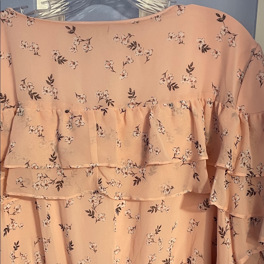 Lane Bryant Pink Floral Ruffle Blouse - Picture 5 of 6
